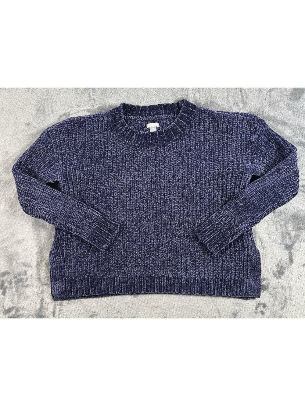 Aerie Sweater Womens Size XS Super Soft Chunky Chenille Blue Notched Pullover